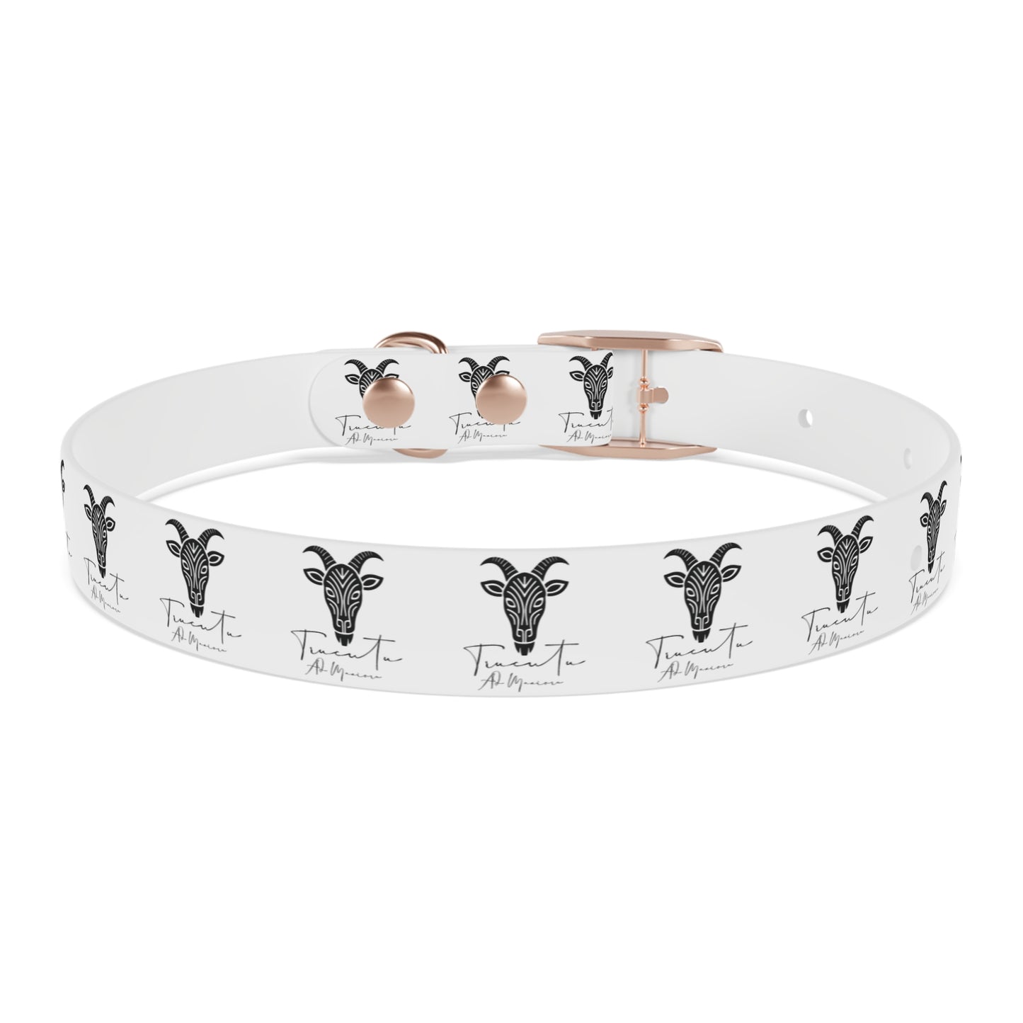 Collare Bianco per Cani con Logo Capra TRUCUTU – Accessorio Elegante e Regolabile, Idea Regalo per Amanti degli Animali, Perfetto per Eventi Speciali