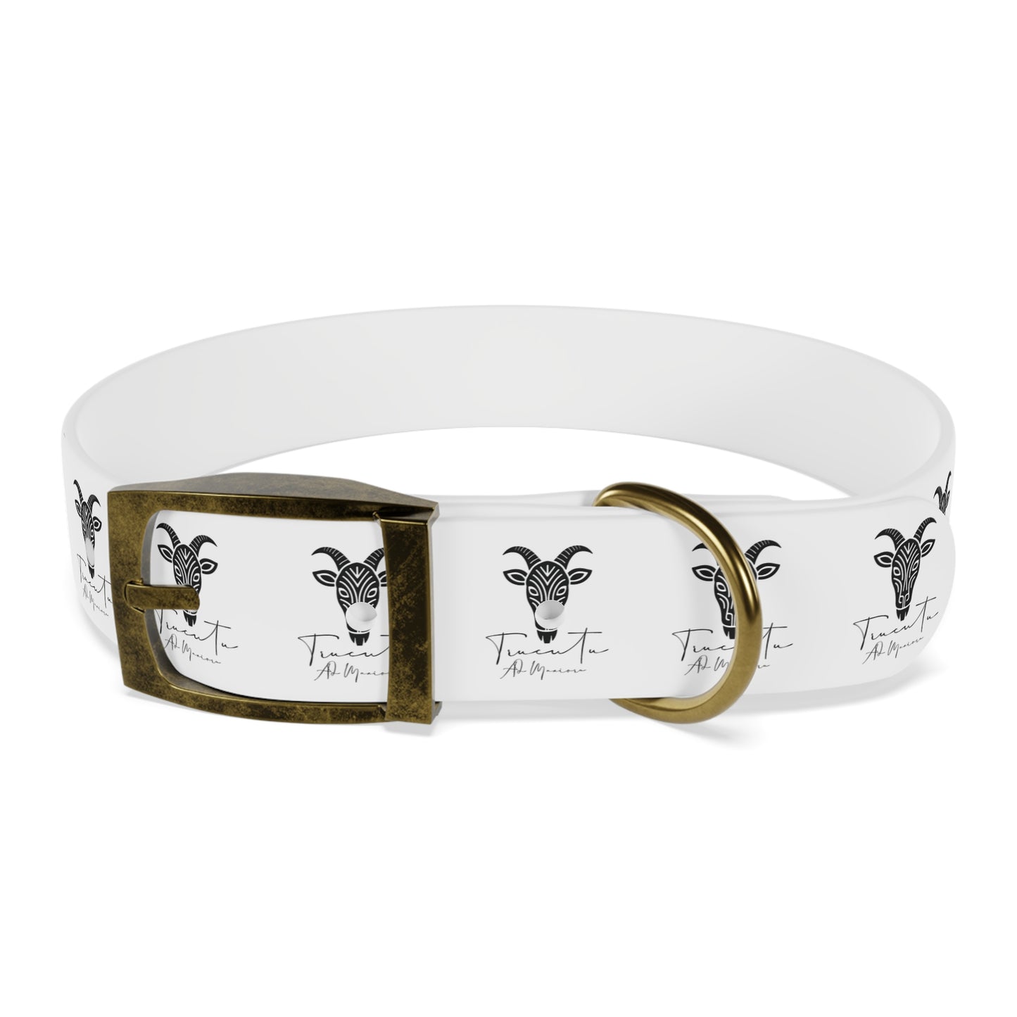 Collare Bianco per Cani con Logo Capra TRUCUTU – Accessorio Elegante e Regolabile, Idea Regalo per Amanti degli Animali, Perfetto per Eventi Speciali