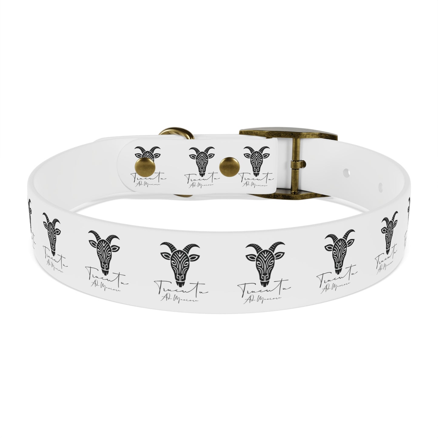 Collare Bianco per Cani con Logo Capra TRUCUTU – Accessorio Elegante e Regolabile, Idea Regalo per Amanti degli Animali, Perfetto per Eventi Speciali