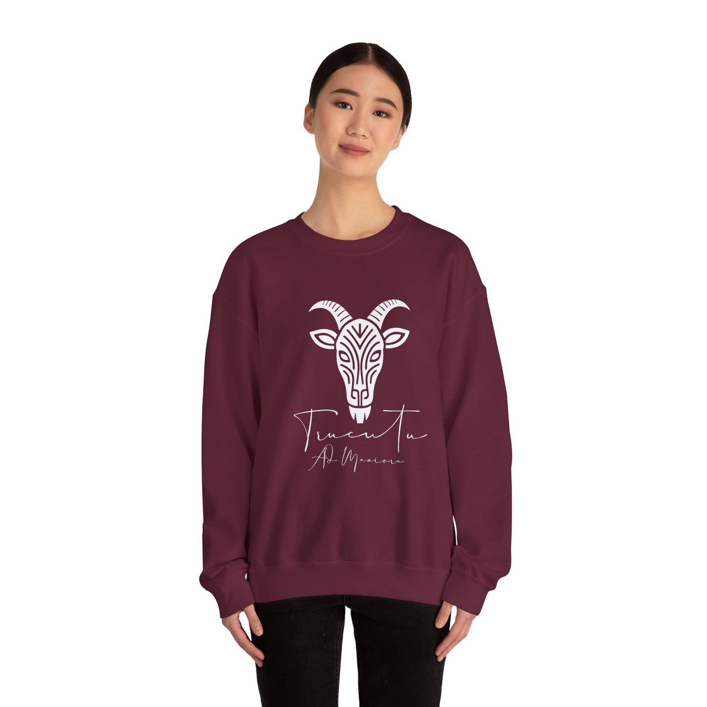 Felpa Unisex TRUCUTU con Simbolo della Capra – Stile Boho Festival | Regalo per Amanti della Natura | Morbida e Comoda
