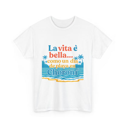 TRUCUTU “La Vita È Bella” Unisex Heavy Cotton Tee – Beach Life Shirt | Vacation Tee | Summer Apparel | Tropical Vibes Gift for Travel Lovers