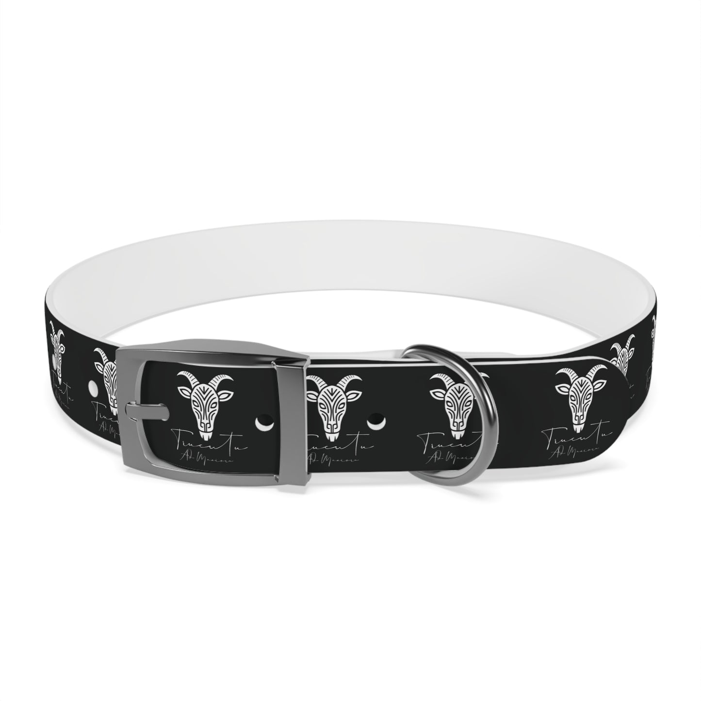 Collare Nero per Cani con Logo Capra TRUCUTU – Accessorio Regolabile di Tendenza, Idea Regalo per Amanti degli Animali, Perfetto per Festività e Occasioni Speciali