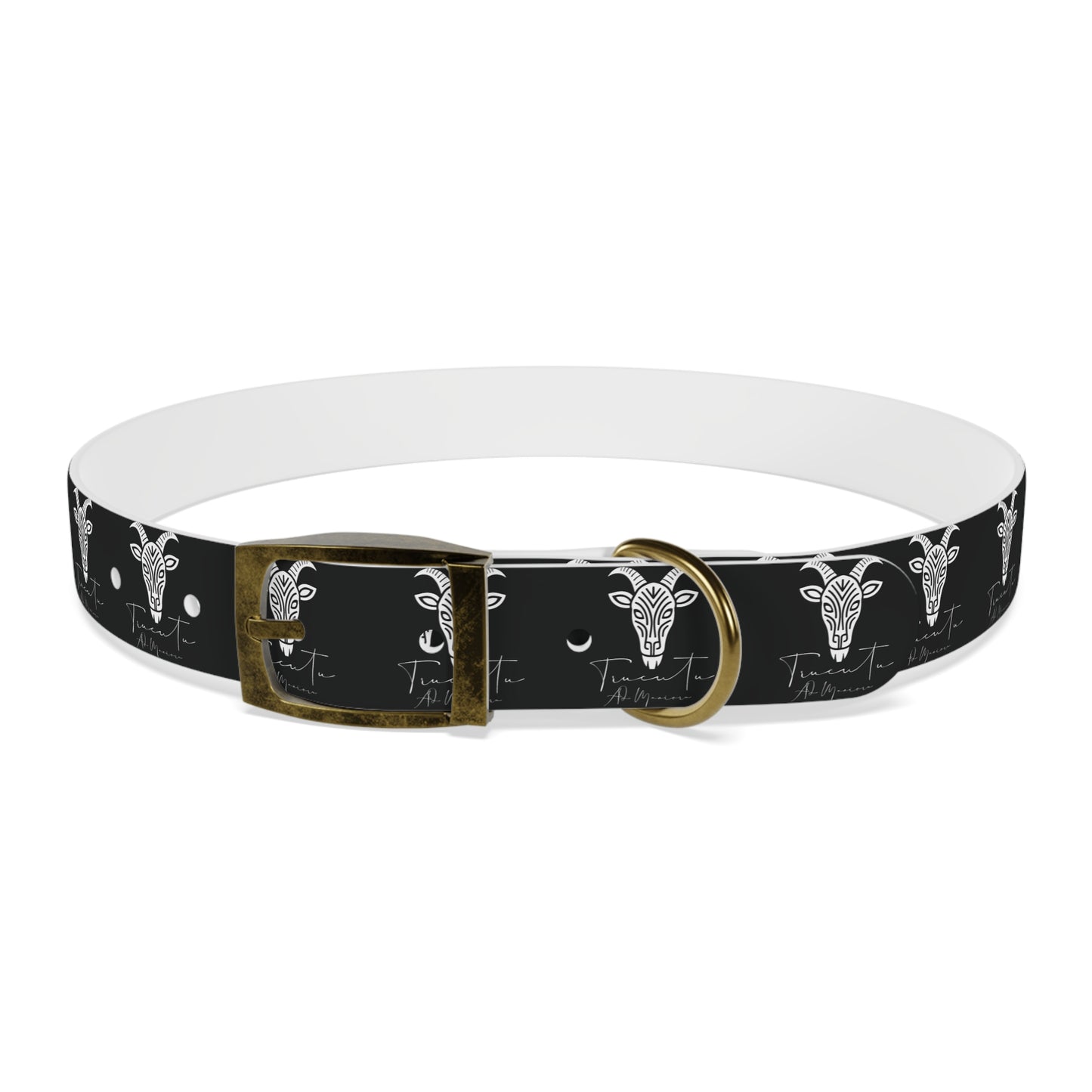 Collare Nero per Cani con Logo Capra TRUCUTU – Accessorio Regolabile di Tendenza, Idea Regalo per Amanti degli Animali, Perfetto per Festività e Occasioni Speciali