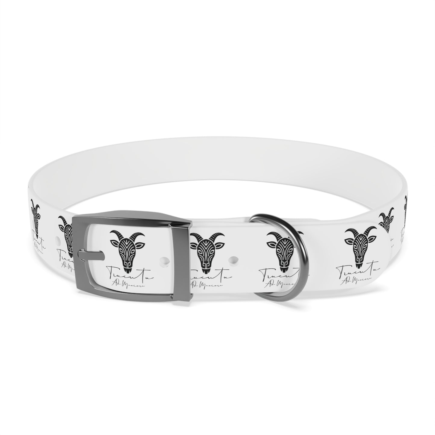 Collare Bianco per Cani con Logo Capra TRUCUTU – Accessorio Elegante e Regolabile, Idea Regalo per Amanti degli Animali, Perfetto per Eventi Speciali