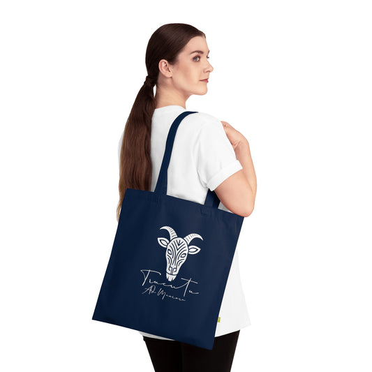 Borsa in Tela con Design Capra TRUCUTU – Stile Boho in Nero, Rosso e French Navy, Shopper Eco-Friendly, Idea Regalo per Amanti degli Animali e Moda Sostenibile