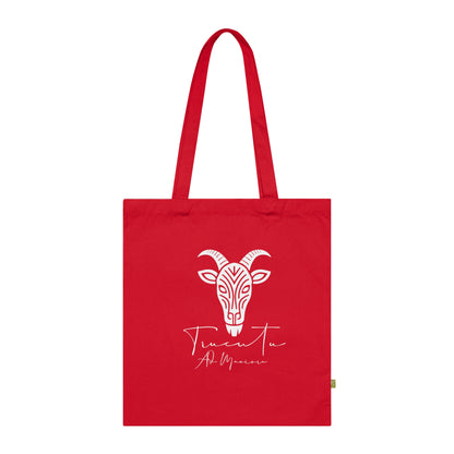 Borsa in Tela con Design Capra TRUCUTU – Stile Boho in Nero, Rosso e French Navy, Shopper Eco-Friendly, Idea Regalo per Amanti degli Animali e Moda Sostenibile